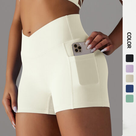 Cross-Waist Pocket Yoga Shorts — product view