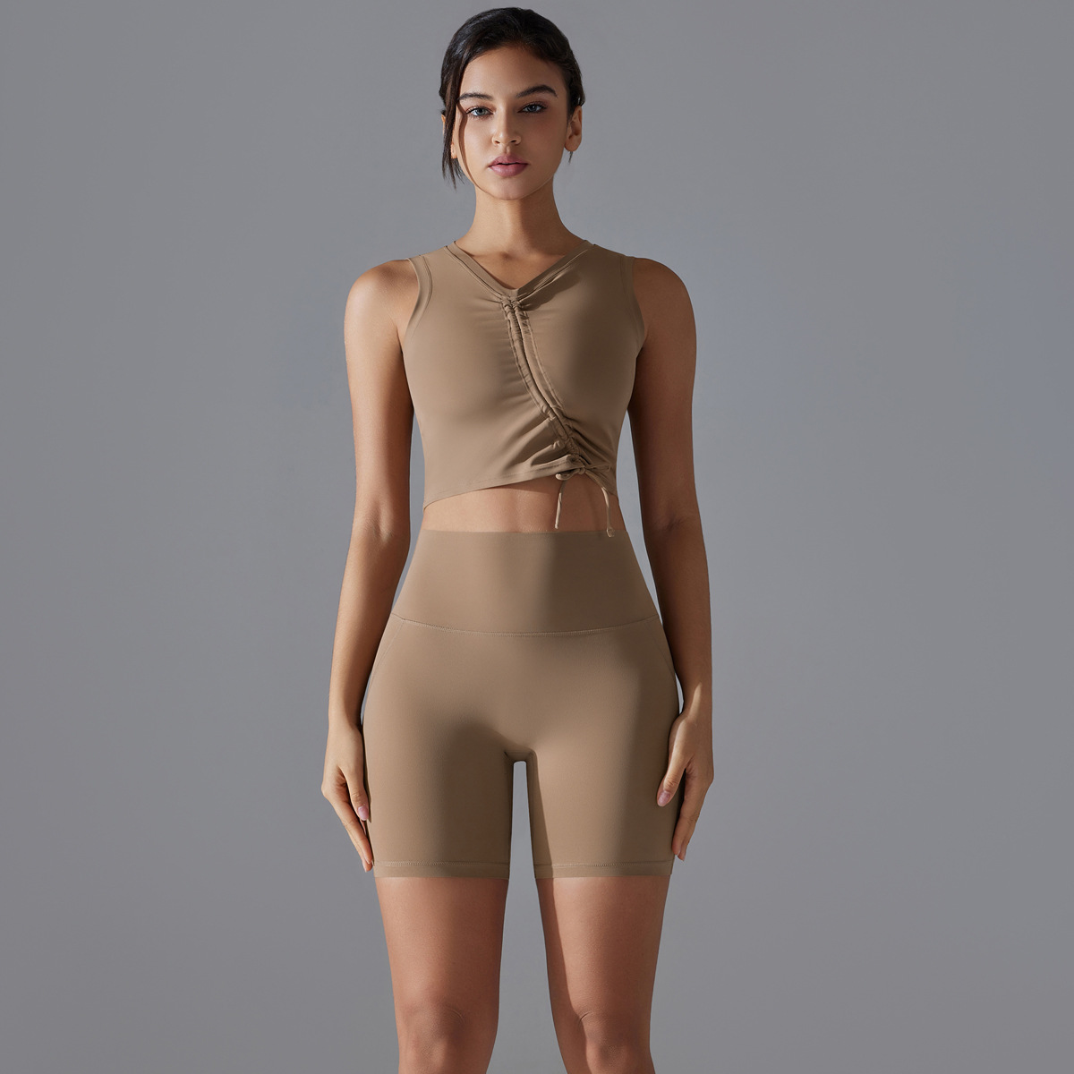 Drawstring Yoga Shorts Set — product view