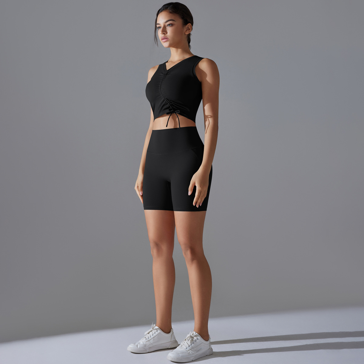 Drawstring Yoga Shorts Set — product detail