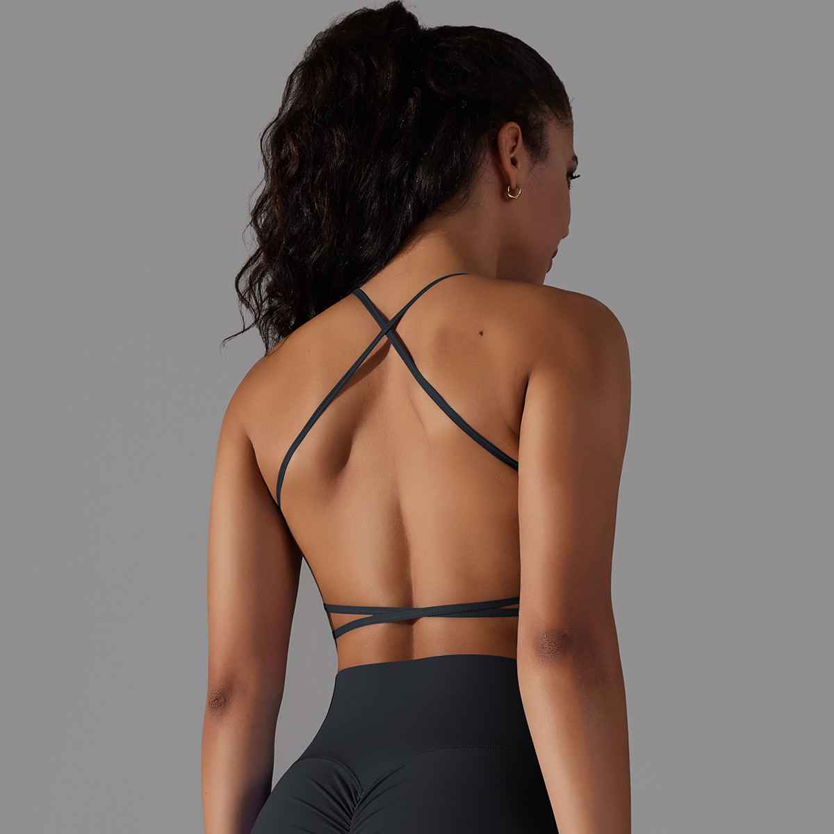 Cross-Back Tube Yoga Top — product view