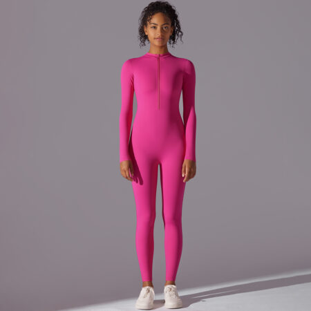 Long-Sleeve Zip Yoga Jumpsuit — product view
