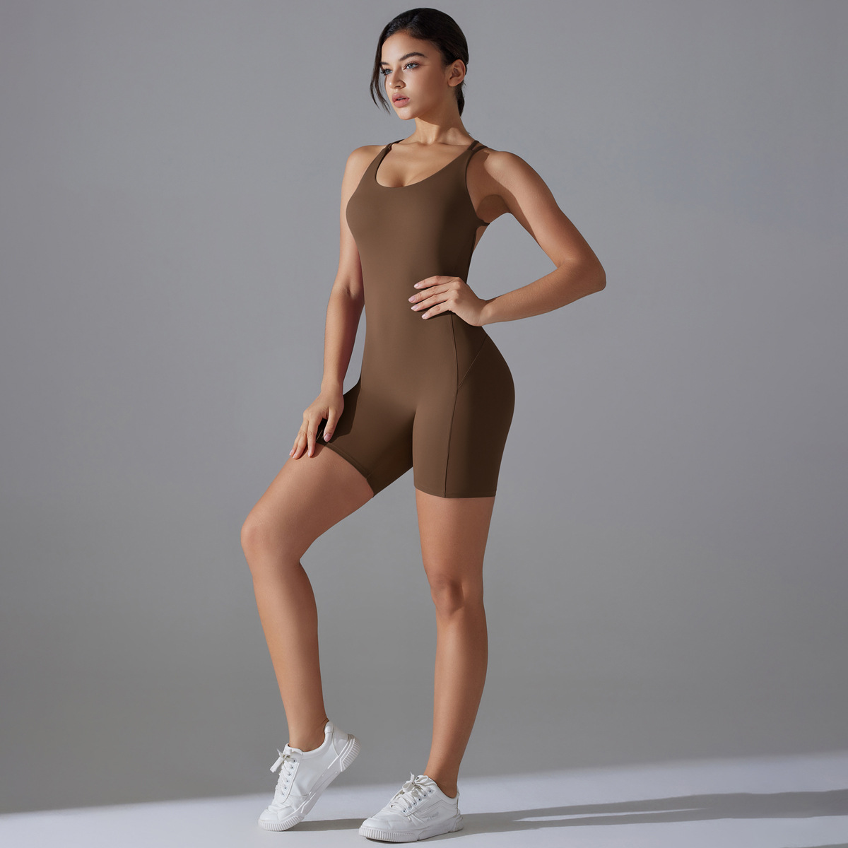Cross-Back Short Yoga Jumpsuit — product detail