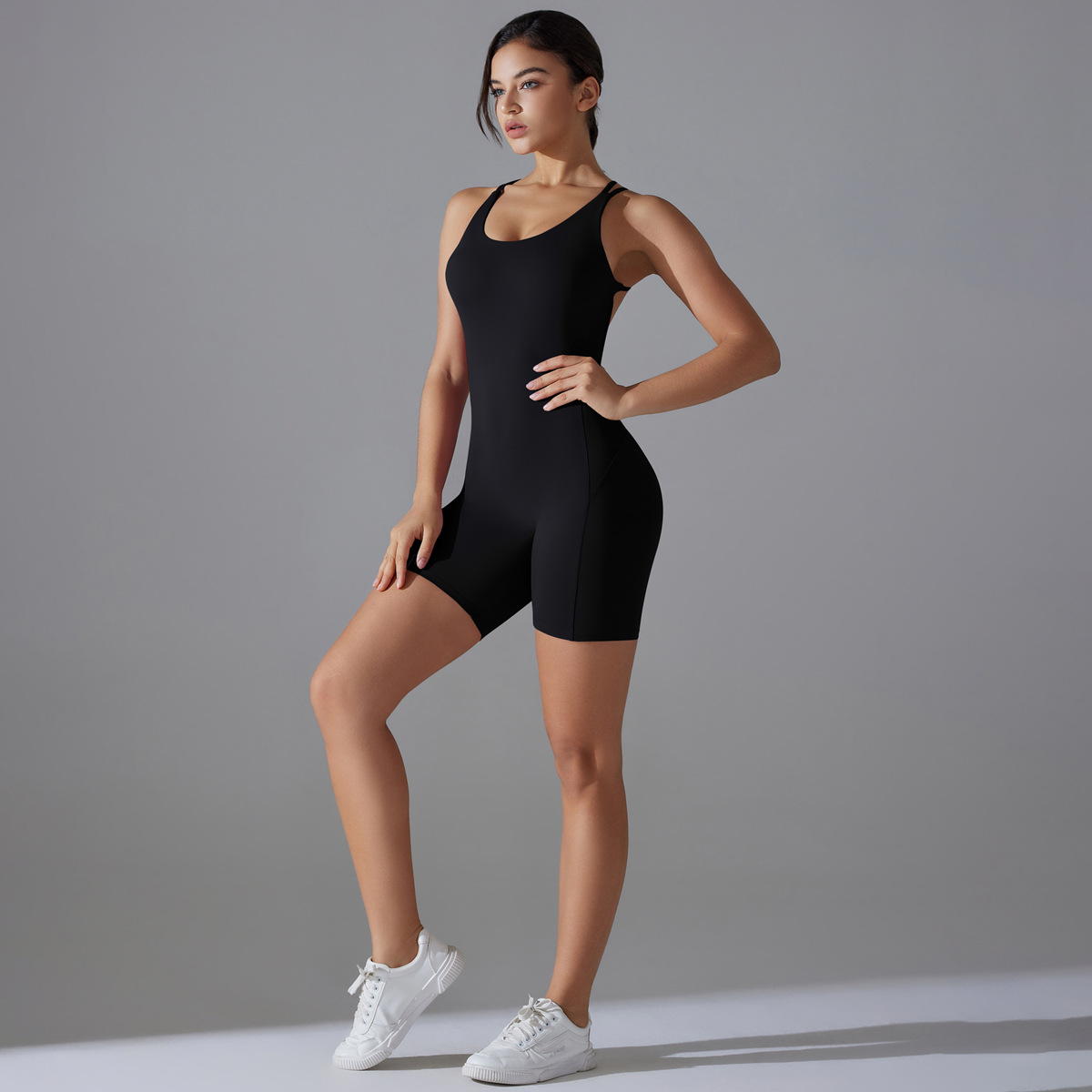 Cross-Back Short Yoga Jumpsuit — product detail