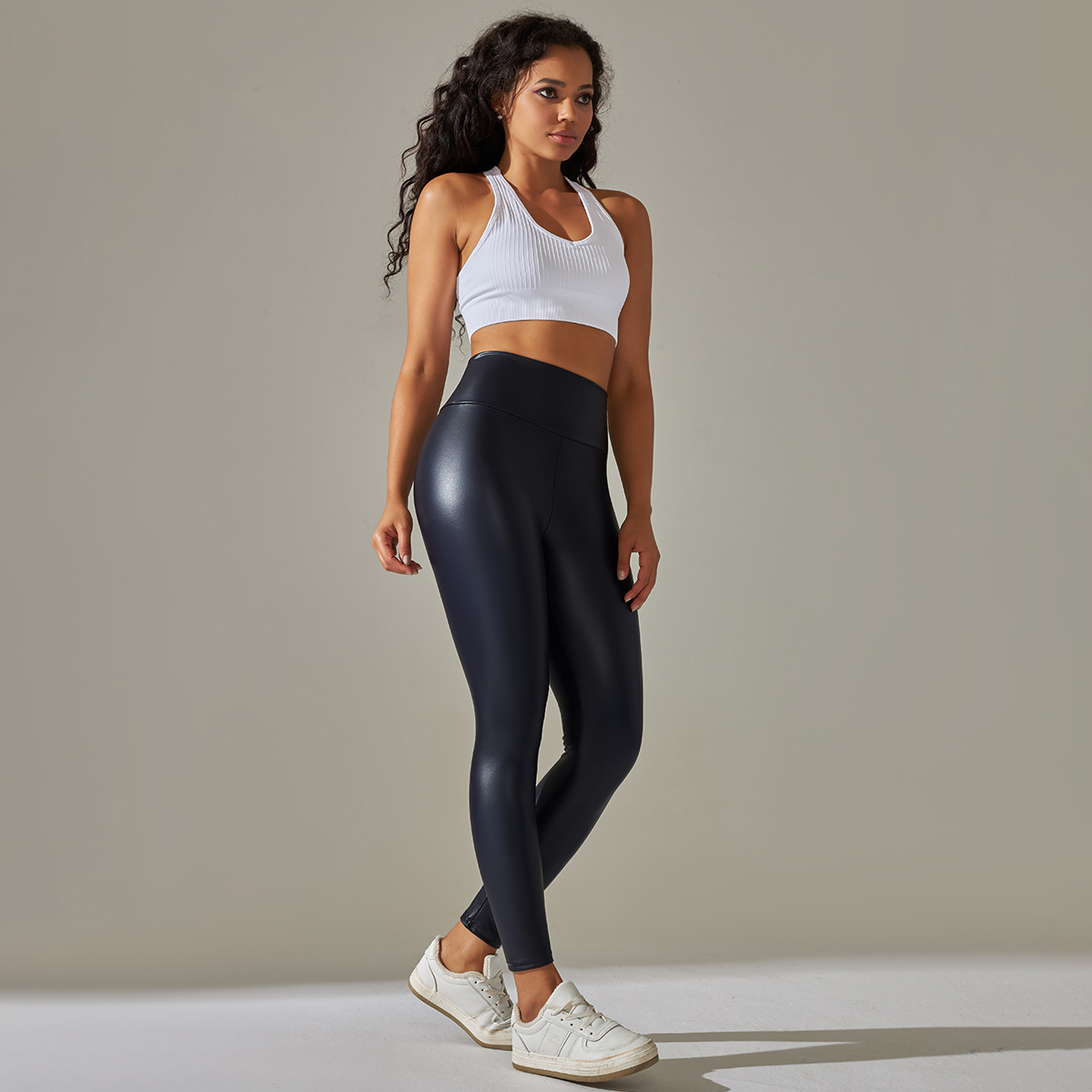PU Finish High-Waist Leggings — product detail