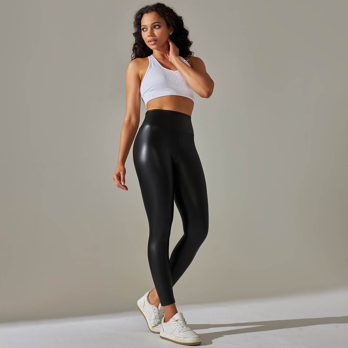 PU Finish High-Waist Leggings — product detail