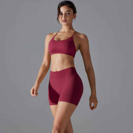 Cross-Back Shorts Yoga Set — product view
