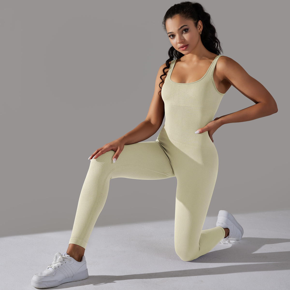 Square-Neck Yoga Jumpsuit — product detail