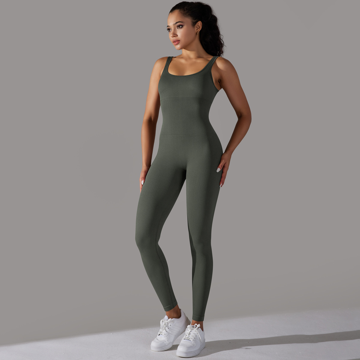 Square-Neck Yoga Jumpsuit — product detail