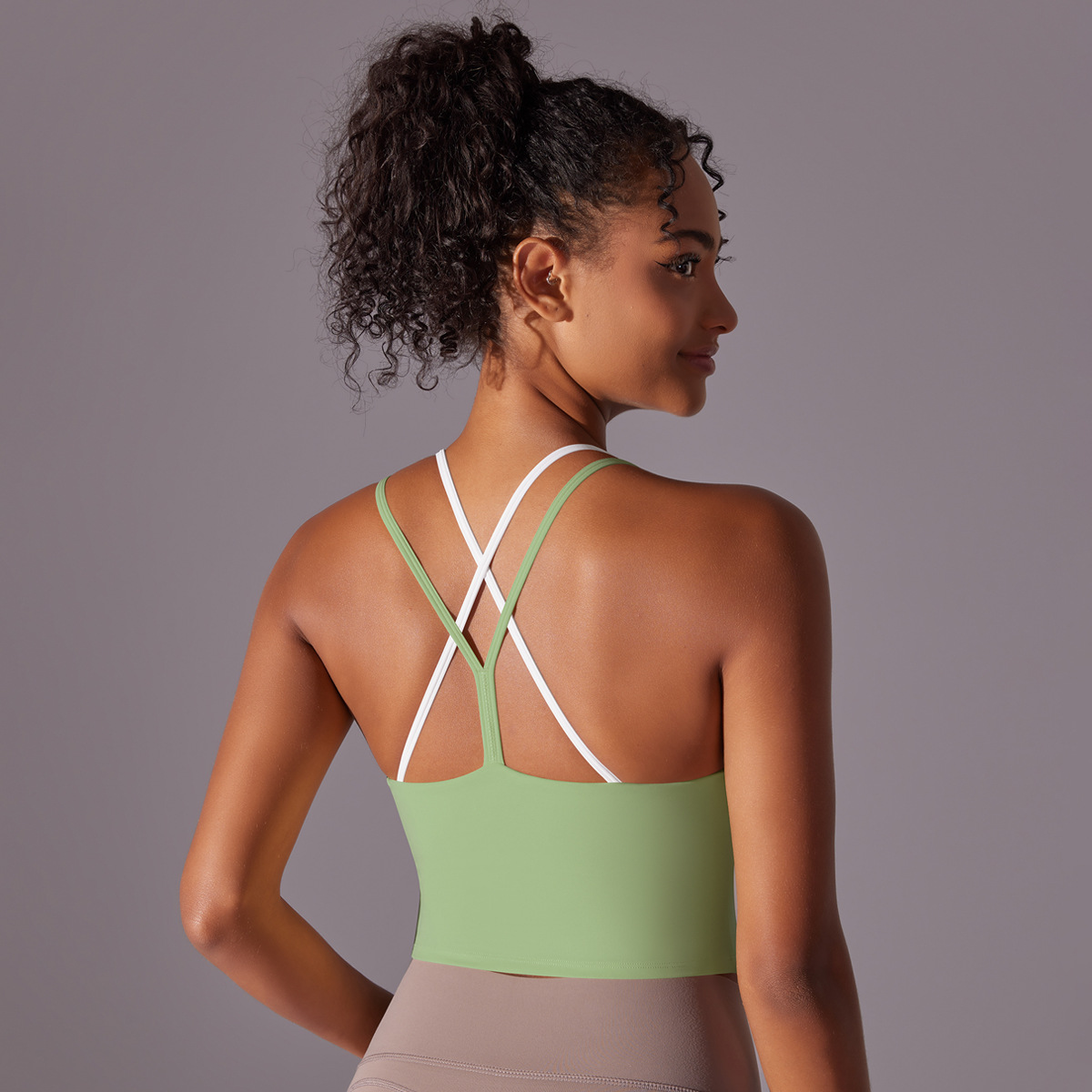 Crossover Back Yoga Top — product view
