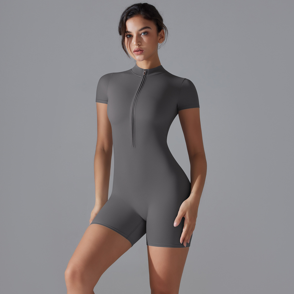 Zip-Neck Short-Sleeve Bodysuit — product detail