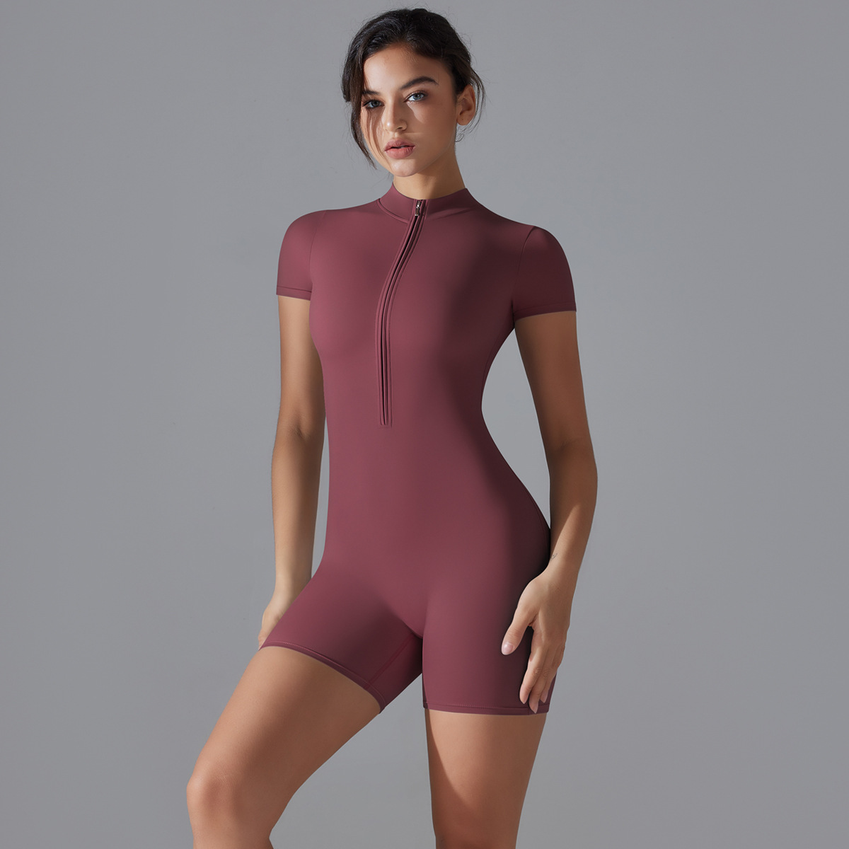 Zip-Neck Short-Sleeve Bodysuit — product detail