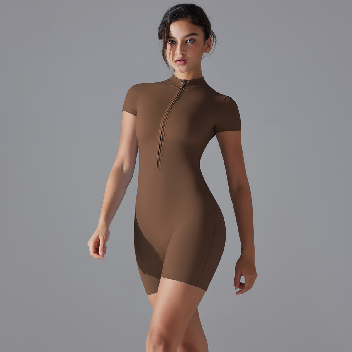 Zip-Neck Short-Sleeve Bodysuit — product detail