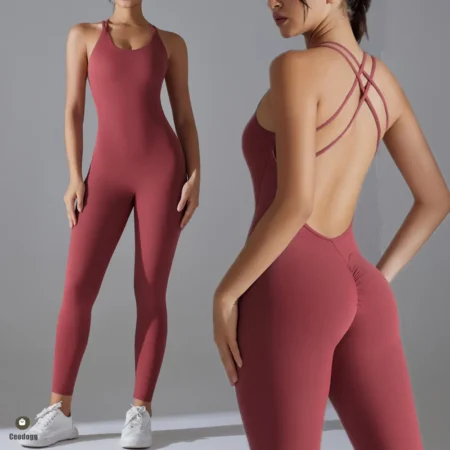 V-Back Yoga Jumpsuit — product view