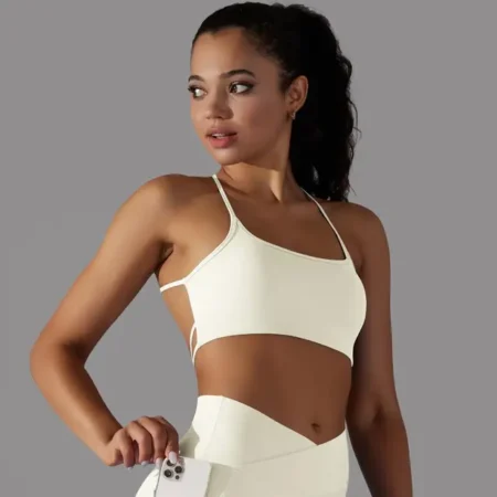 Cross-Back Tube Yoga Top — product view