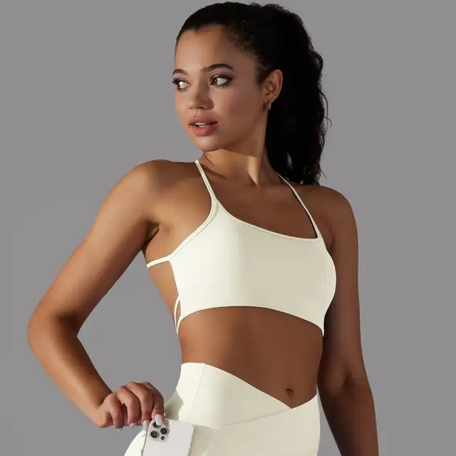 Cross-Back Tube Yoga Top — product view