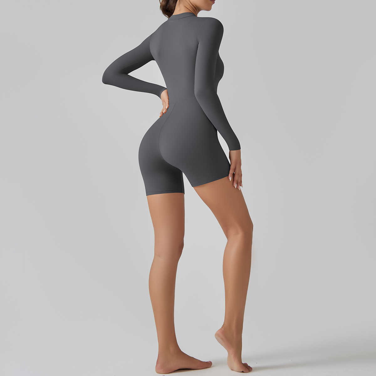 Zip-Neck Short Yoga Jumpsuit — product detail