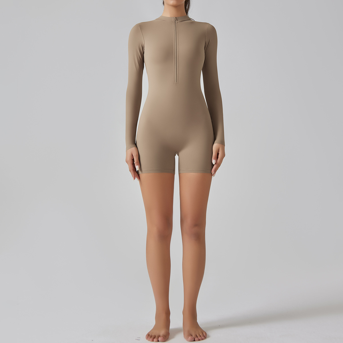 Zip-Neck Short Yoga Jumpsuit — product detail
