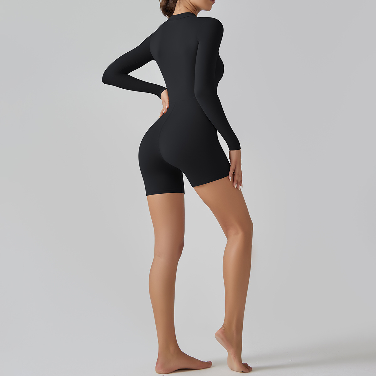 Zip-Neck Short Yoga Jumpsuit — product detail
