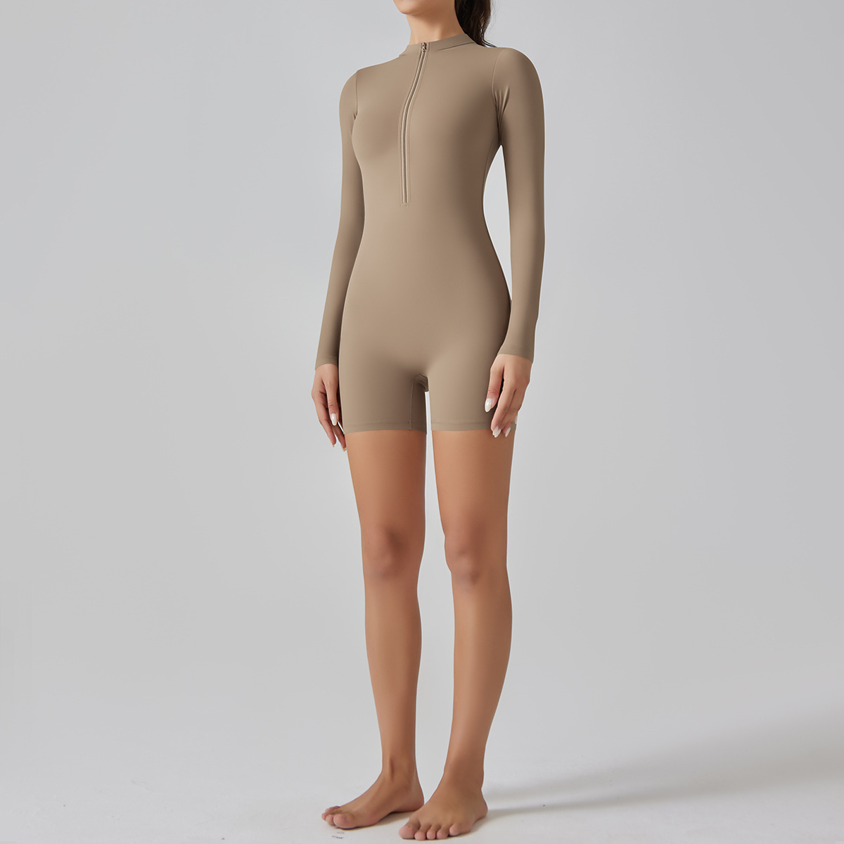Zip-Neck Short Yoga Jumpsuit — product detail