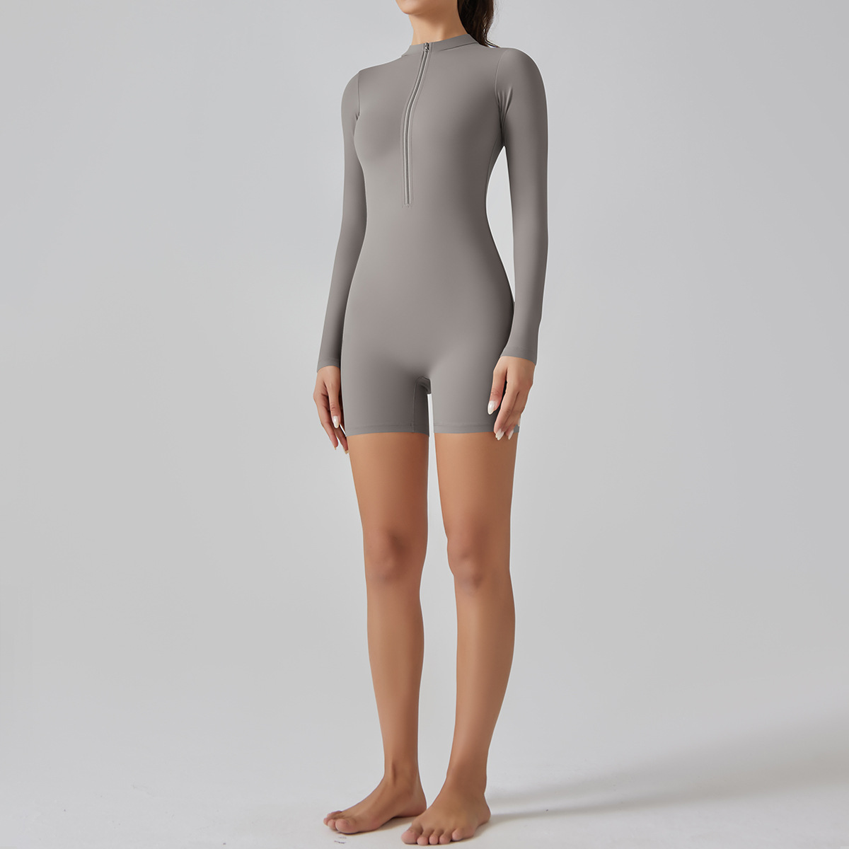 Zip-Neck Short Yoga Jumpsuit — product detail