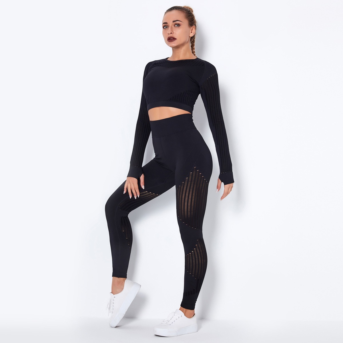 Long-Sleeve Cutout Yoga Set — product detail