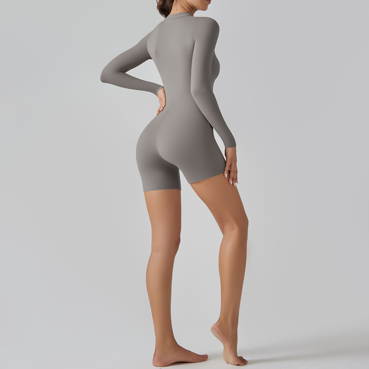 Zip-Neck Short Yoga Jumpsuit — product detail