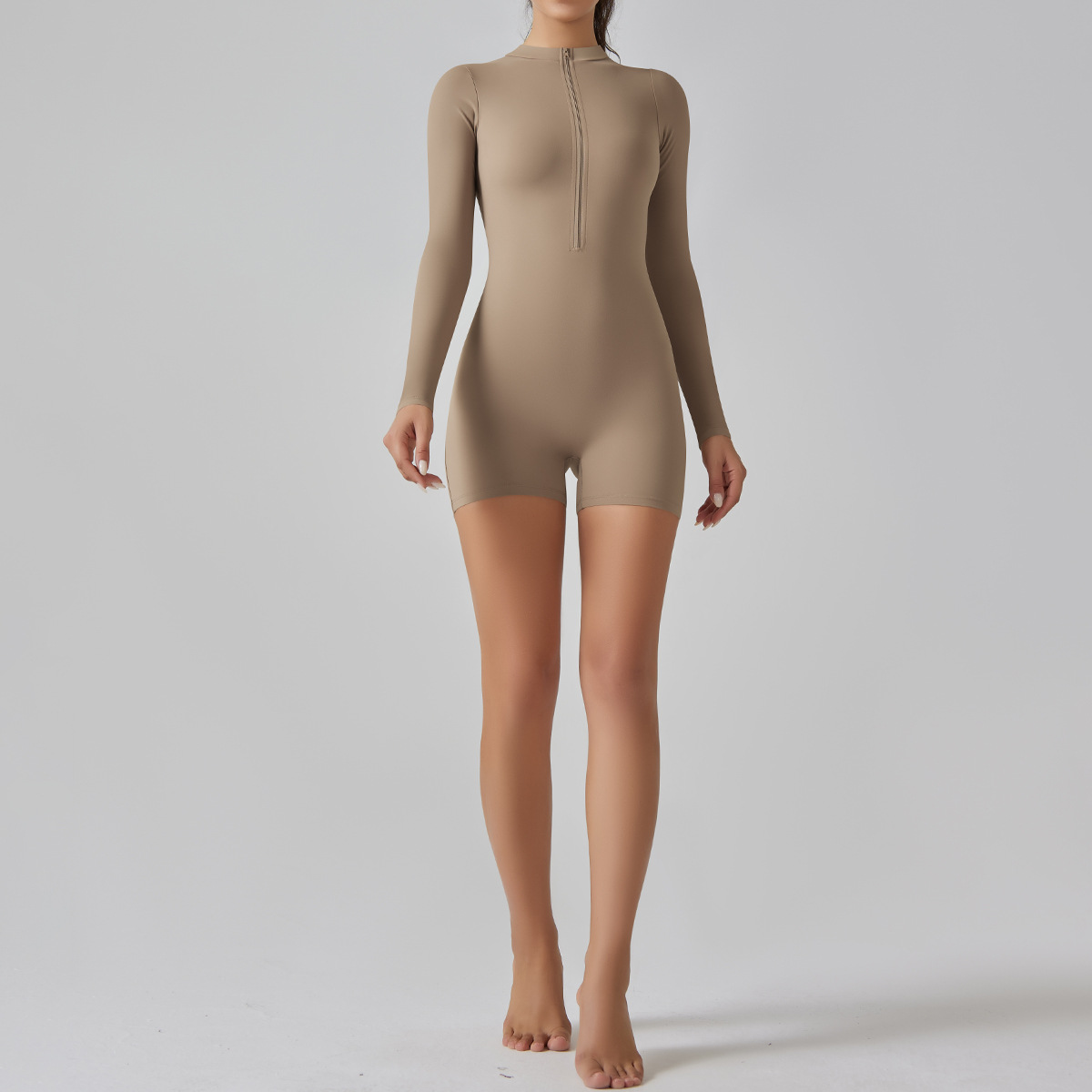 Zip-Neck Short Yoga Jumpsuit — product detail