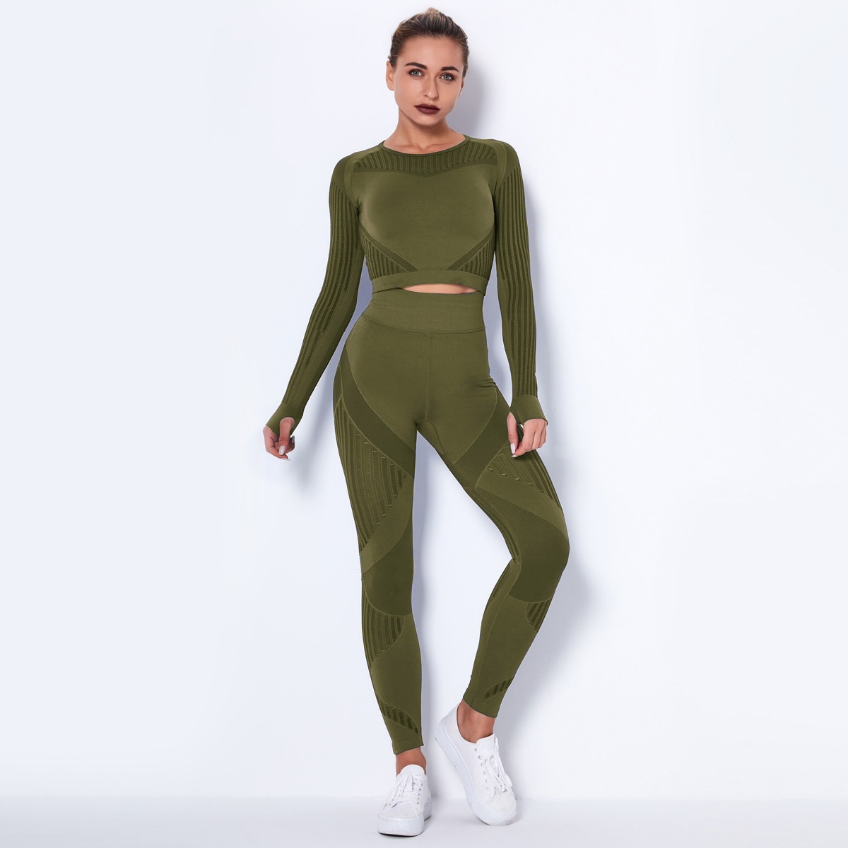 Long-Sleeve Cutout Yoga Set — product detail