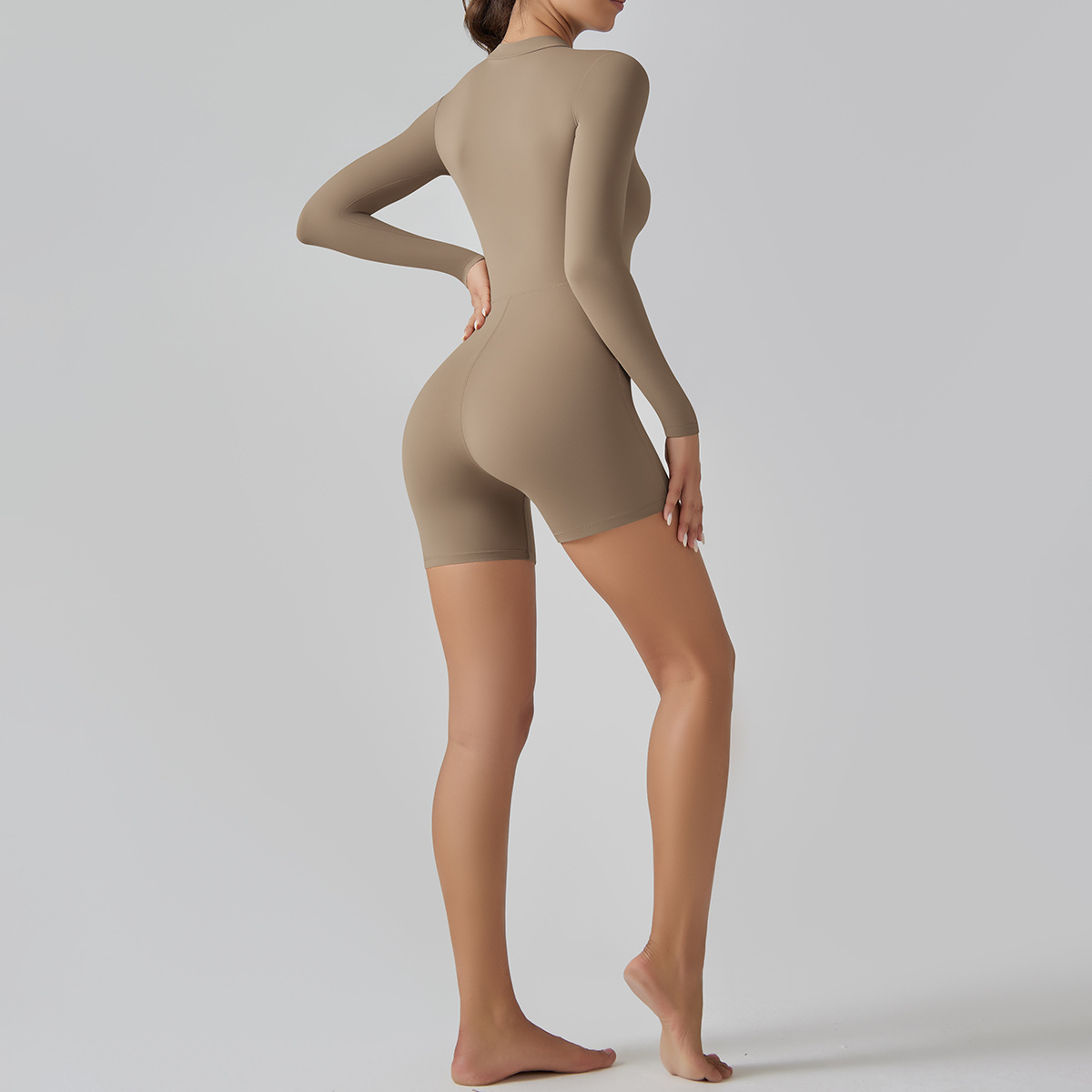 Zip-Neck Short Yoga Jumpsuit — product detail