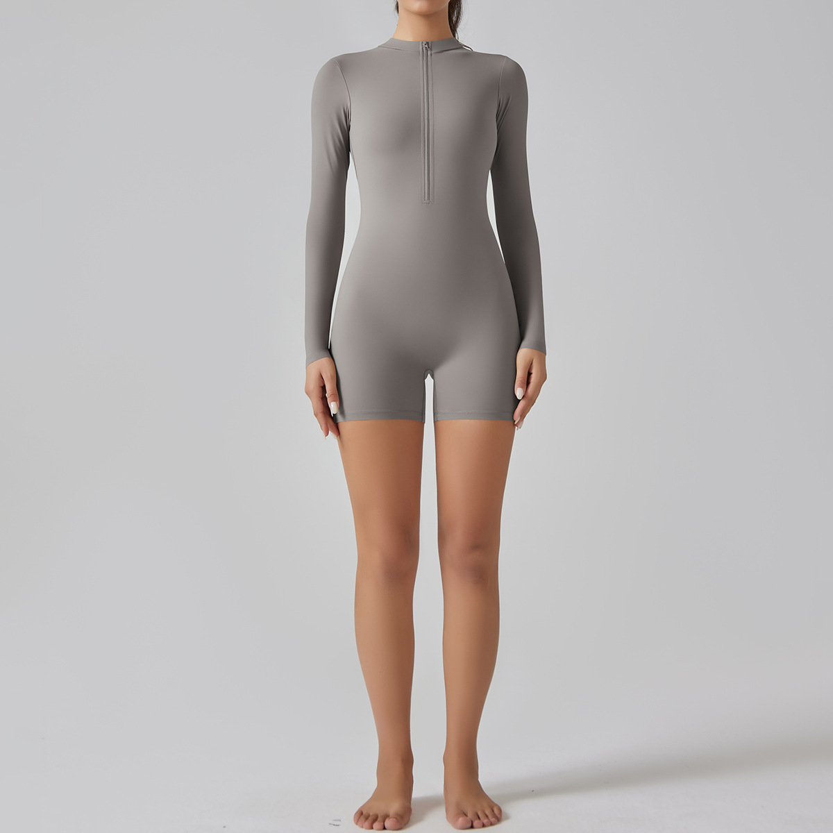 Zip-Neck Short Yoga Jumpsuit — product detail