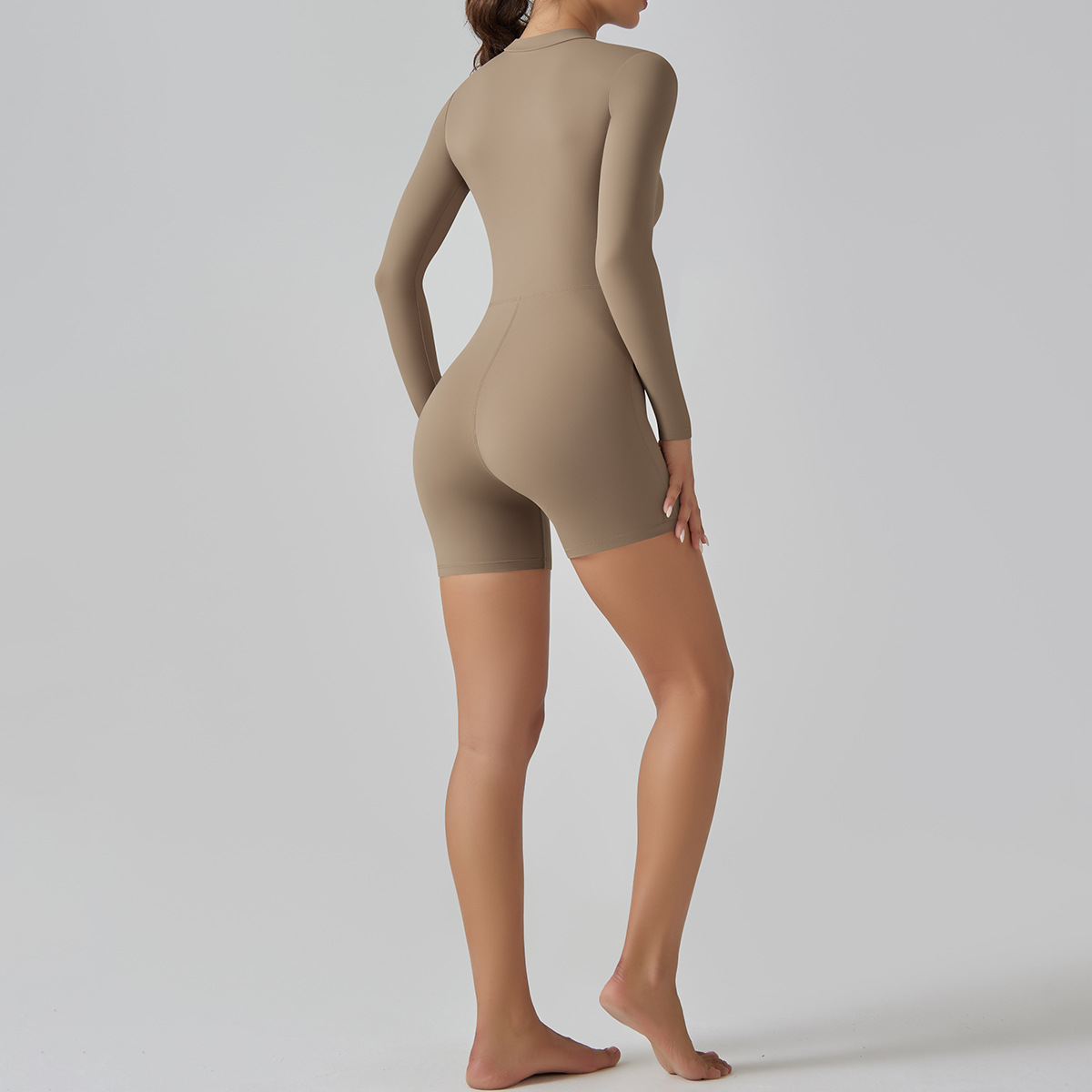 Zip-Neck Short Yoga Jumpsuit — product detail